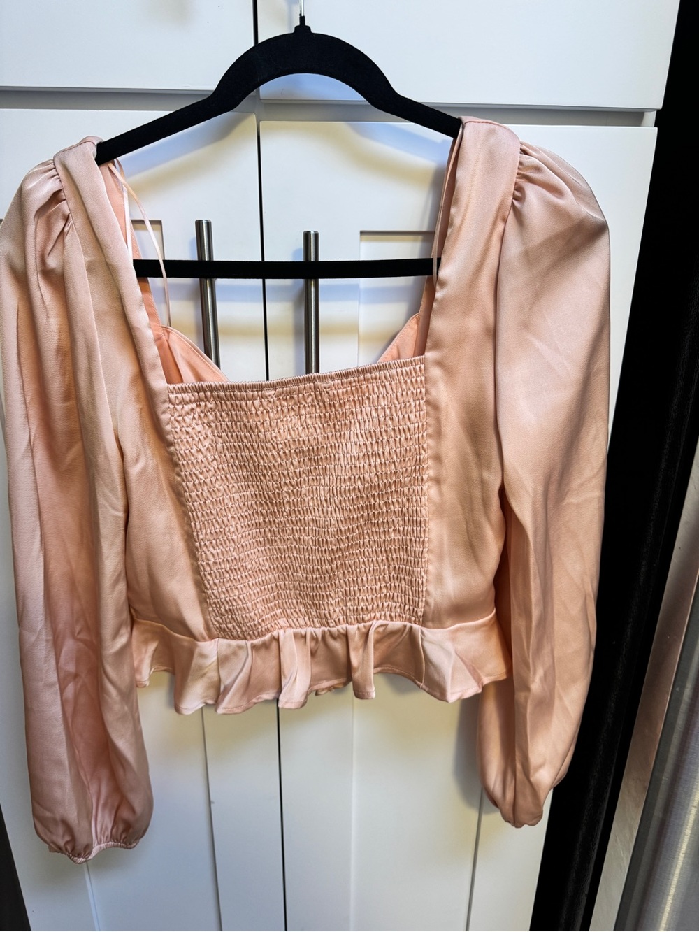 Astr Peach Satin Peplum Blouse - Picture 8 of 8